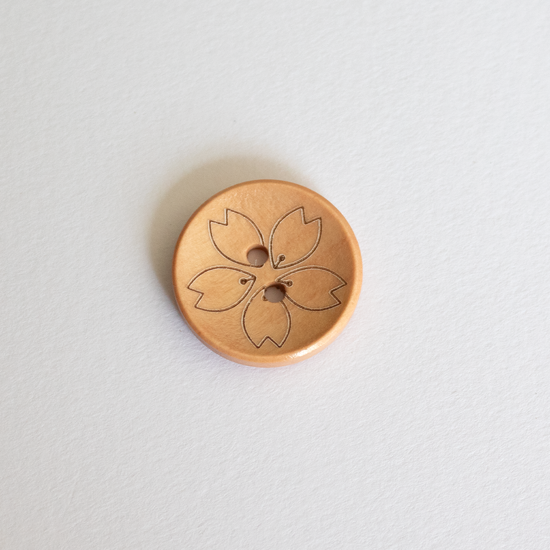 Picture of Wood Buttons - Natural Flower Pattern 20mm