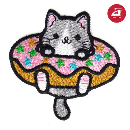 Picture of 30435 - Donut Kitty Iron-on Patch