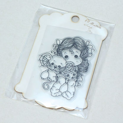Picture of Girl with Mouse - Clear Stamp